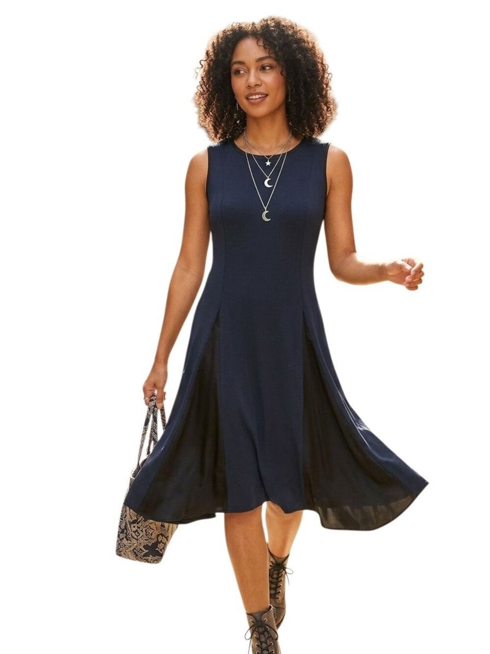 Simply Vera Vera Wang Whimseygoth Navy Satin Panel Tunic Dress XL Witchy